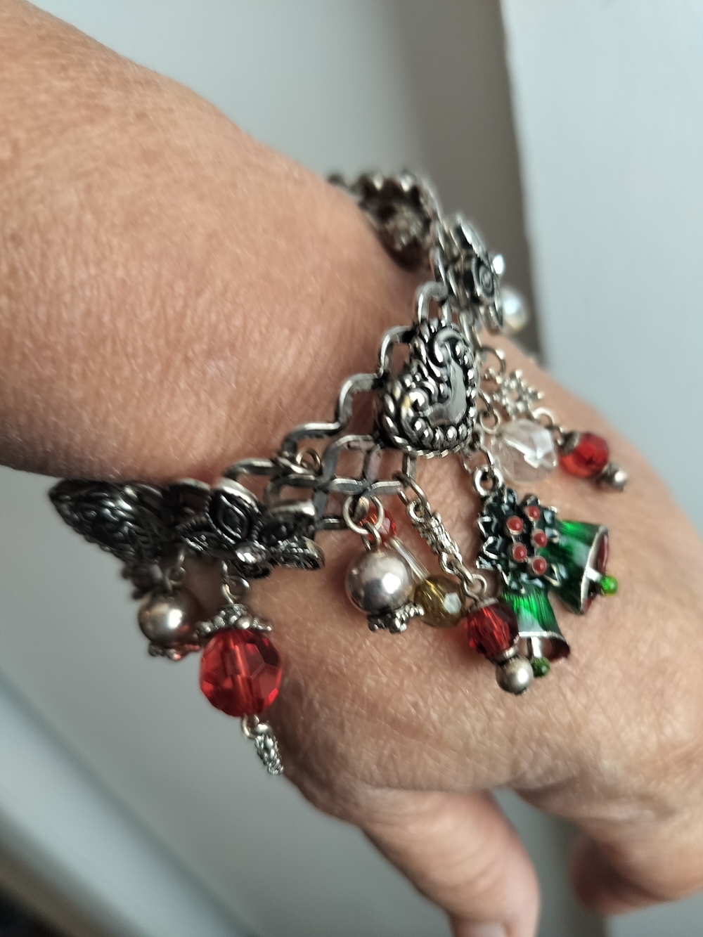 Festive Green & Red Charm Bracelet - Women Jewelry